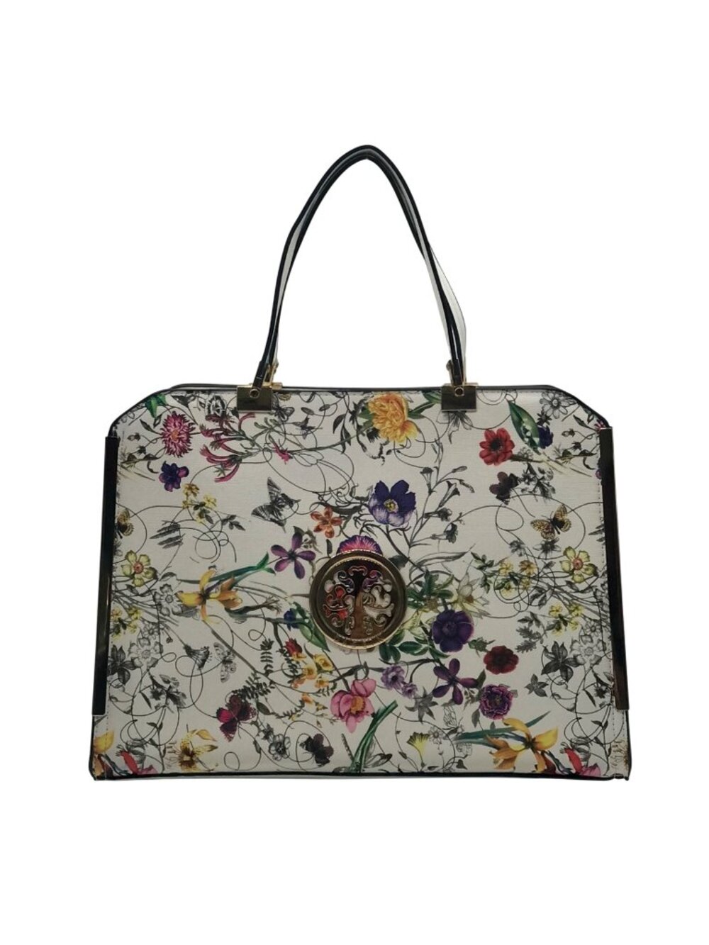 Dasien Botanical Floral Print Faux Leather Satchel Set